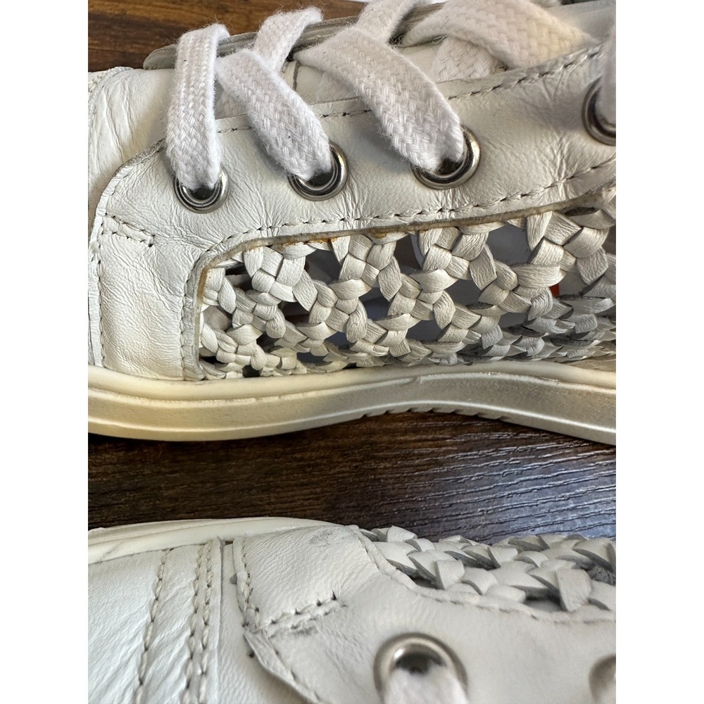 Free People Hayes High Top Sneakers White Woven Leather Lace Up Side Zip Size 8 - Picture 13 of 16